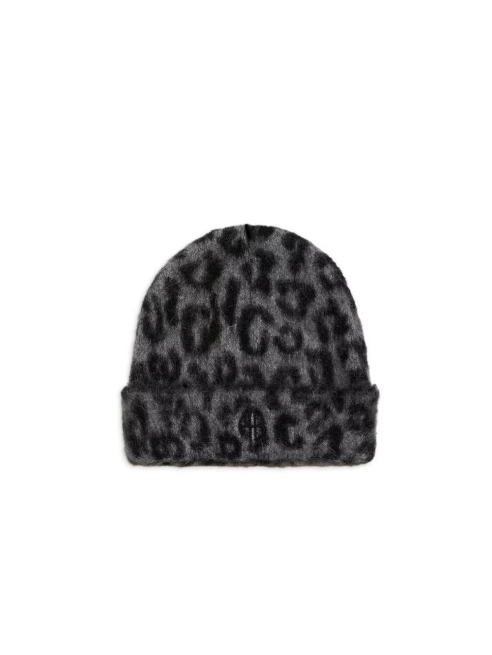 ANINE BING Elia leopard print alpaca women's beanie winter hat -Gray